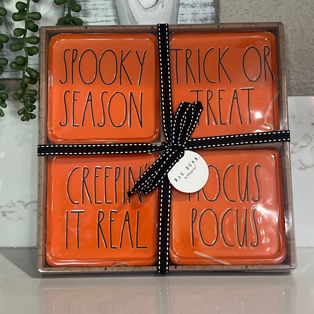 Rae Dunn 4 Piece Halloween Coaster Set